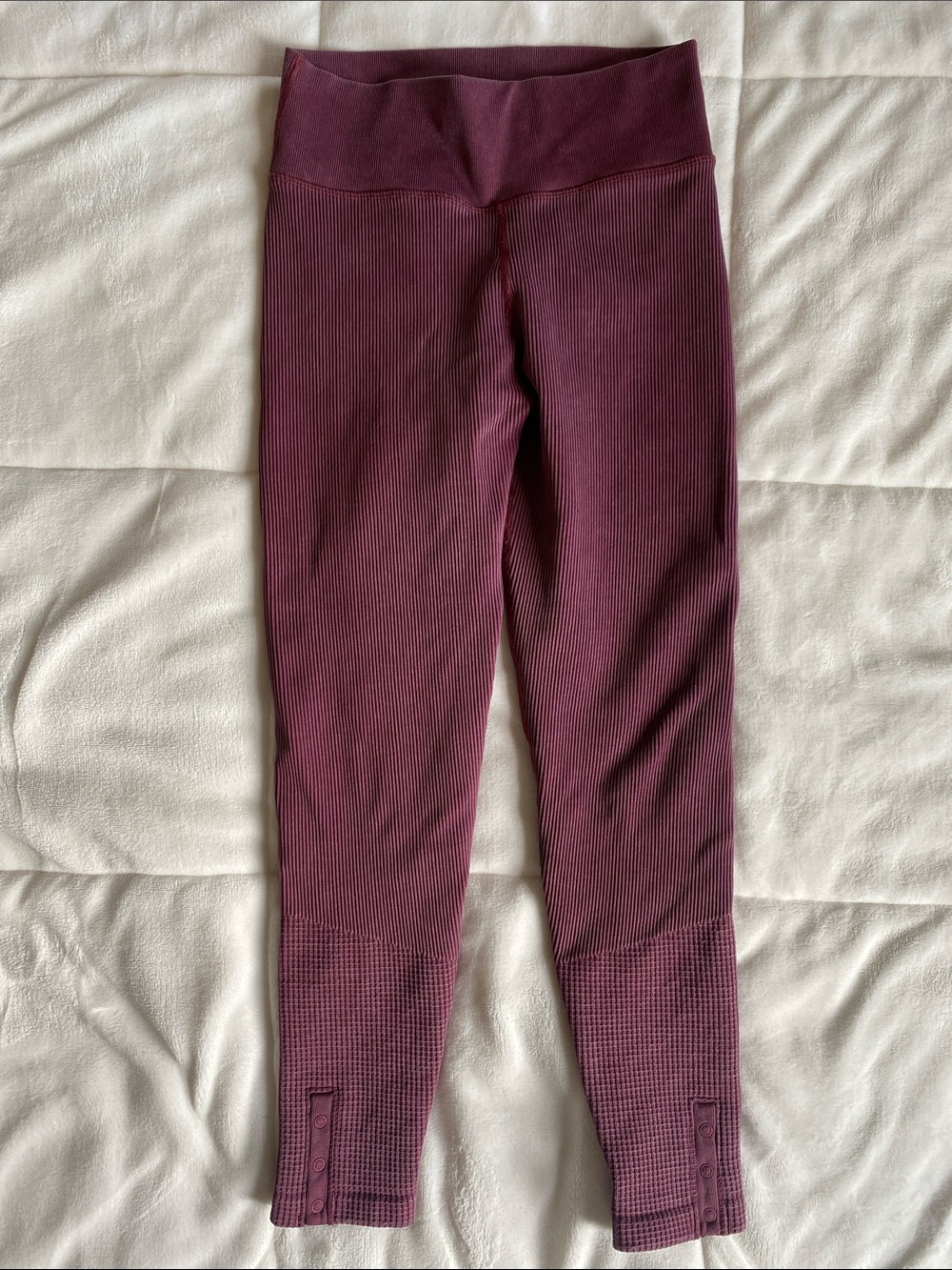 aerie Ribbed Burgundy Girls' Leggings with Button Cuff (S/M)